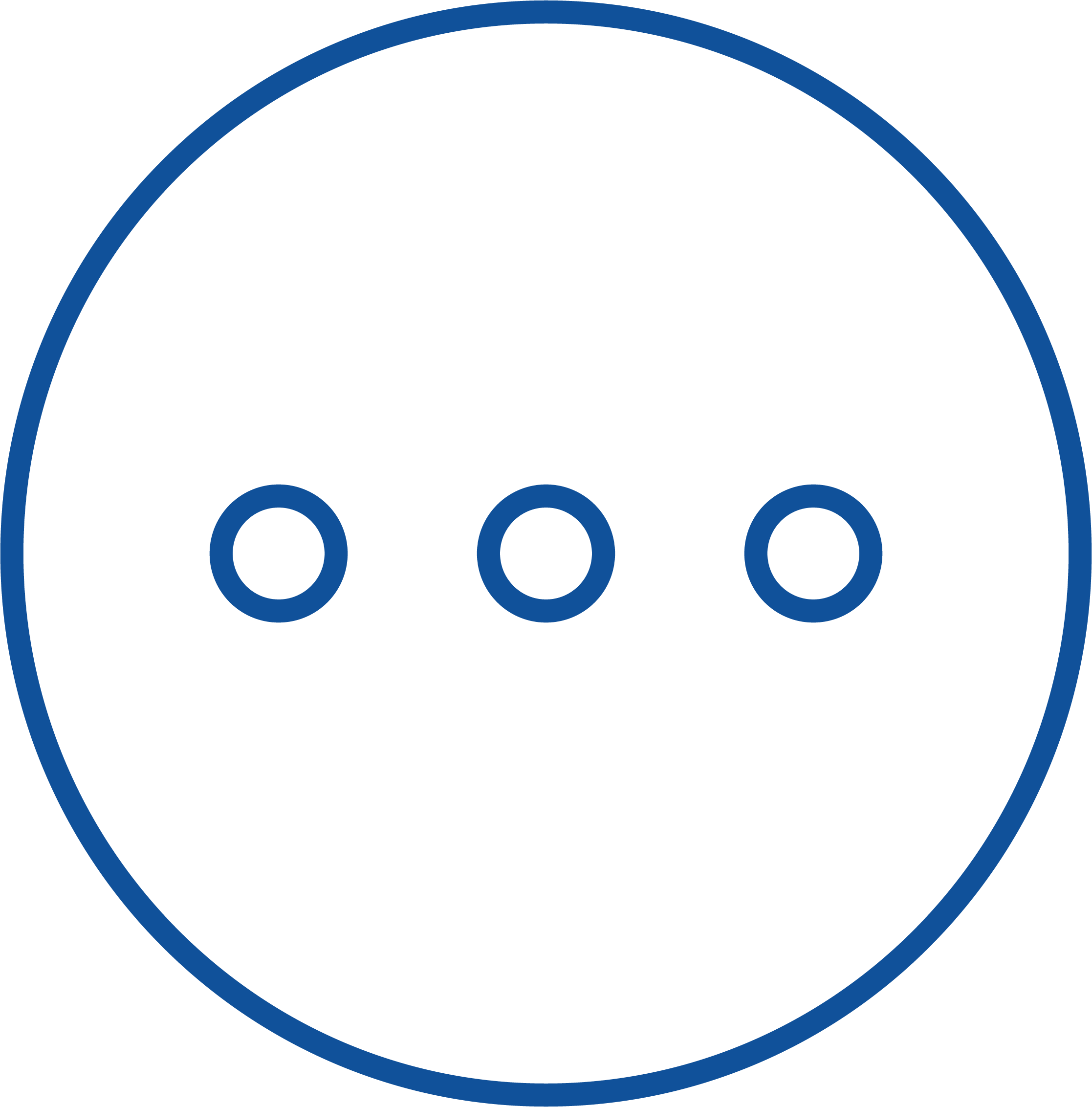 Blue circle around 3 blue dots. 