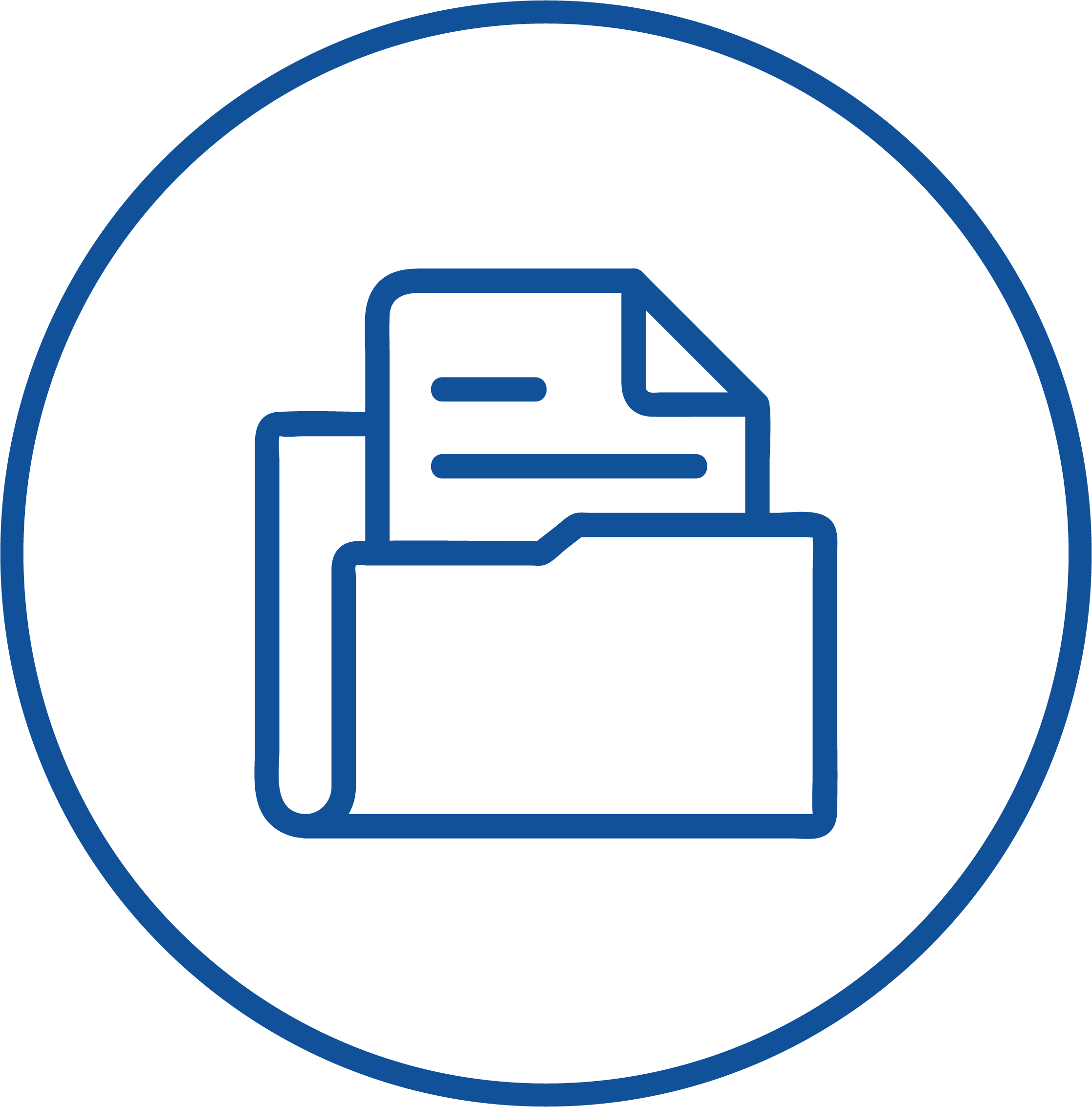 Blue circle around a blue document inside a file. 